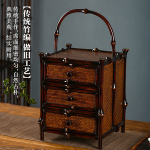 Bamboo Pavilion Purple Bamboo <b>Tea</b> Cabinet Rectangle Standing Type Storage Cabinet With Drawers For Living Room Neatening - Product Image 2