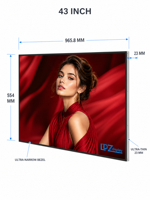 Affichage numérique intérieur ultra-plat de 43 pouces, écran LCD publicitaire encastré mural avec coque arrière en métal plat