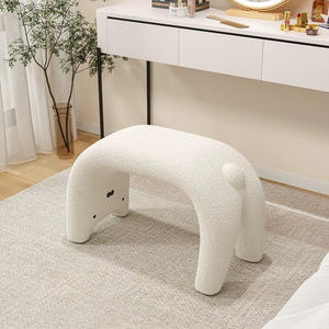Tabouret en forme de chat en peluche pour enfants et adultes, siège rembourré doux, chaise de salon pour la maison avec housse en laine d'agneau - Product Image 3