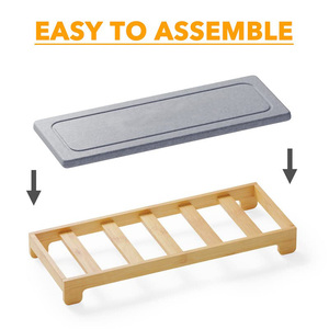 Plateau de rangement pour cosmétiques en bois, plateau de séchage instantané en bambou, organisateur de lavabo, plateau de séchage en pierre pour lavabo - Product Image 3