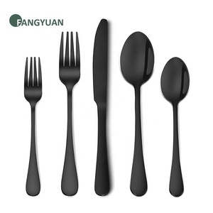 Fangyuan hiện đại xử lý 1010 Chất lượng cao gương thép không gỉ đen Bạc Bộ dao kéo cho các sự kiện đám cưới - Product Image 1