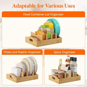 Modern Eco-Friendly Rectangular Non-Folding Lid Organizer 4 Adjustable Inserts 5 Compartments 10.6"D X 8.3"W X <b>Storage</b> - Product Image 5
