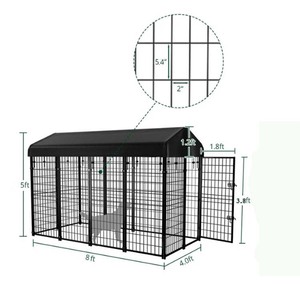Heavy Duty Outdoor Metal <strong>Dog</strong> <strong>Cage</strong> Strong Carbon Steel Kennel with Rail Fence Home Farm Fence Posts Pressure Treated Wood Nature - Product Image 5