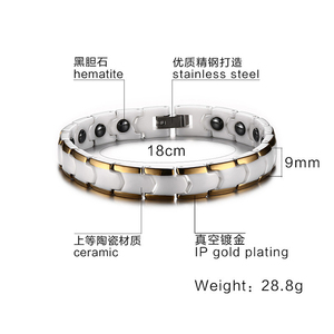 Guangzhou argent blanc en céramique de mode bijoux accessoires en acier inoxydable charme bracelet bracelet mâle - Product Image 5