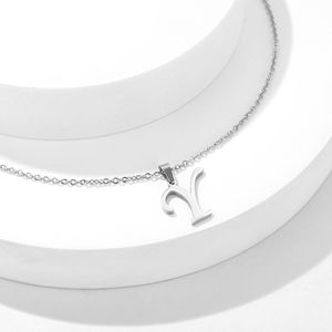 Collar Moderno Grande de Acero Inoxidable con 26 Letras para Mujer, Joyería Transfronteriza Pulida con Cadena de Clavícula y Perlas al por Mayor - Product Image 2