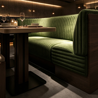 Banquette de restaurant incurvée en velours capitonné, canapé d'angle commercial pour café et salon