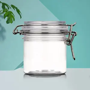 Botella de plástico transparente para mascotas, frasco de Crema de limpieza de vegetales salvajes de 200ml, botón de boca ancha, frasco sellado