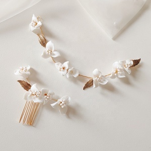 Accessoires de <span class=keywords><strong>cheveux</strong></span> de <span class=keywords><strong>mariage</strong></span> faits à la main bijoux de mariée feuilles de cuivre peigne à <span class=keywords><strong>cheveux</strong></span> et bandeau court pour les femmes - Product Image 2