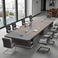 Table de conférence moderne extensible en bois avec chaises, idéale pour bureau, télétravail, chambre ou salle à manger - Pieds en fer