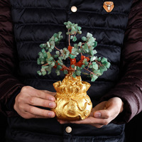 Arbre de cristal de quartz d'arbre de cristal de gravier de guérison naturelle de vente de masse de HY avec de l'aventurine verte