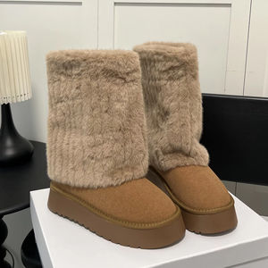Popular classic women's wholesale custom logo insulated breathable non-slip plush lightweight thick-soled casual boots - Product Image 1