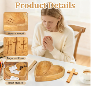 Tarjetas de Oración de Coco con Diseño de Corazón y Cruz, Hechas a Mano, Ecológicas, Aptas para Lavavajillas, para Fiestas, Regalos Especiales para Iglesias, Venta al por Mayor - Product Image 2