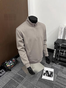 2025 nouveau <span class=keywords><strong>alpinisme</strong></span> coton solide Anti-boulochage coupe ample col montant demi fermeture éclair poche latérale <span class=keywords><strong>pull</strong></span> printemps automne décontracté - Product Image 3