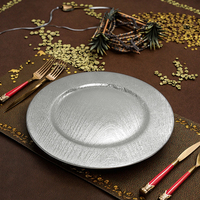 Assiette de présentation de 13 pouces pour mariage, 1 pièce, nouvelle, durable, plusieurs couleurs, en plastique, motif personnalisé de luxe pour mariages, hôtels et fêtes