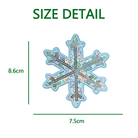 Applique florale pastel flocon de neige bleu clair avec bordure en fil, patch brodé au point de chaînette, badge personnalisé, usine OEM