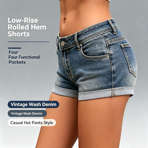 Mini-short en jean pour <span class=keywords><strong>femme</strong></span>, tendance, en micro-denim bleu clair, idéal pour les séances de travail ou les sorties décontractées. - Product Image 5