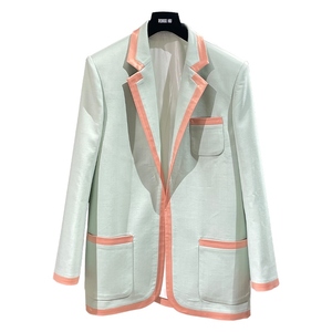 Cantidad mínima de pedido: 1 pieza |    Chaqueta de Traje con Solapa y Costuras en Contraste, Estilo Clásico y Elegante, Inspirada en la Cantante <span class=keywords><strong>Na</strong></span> Ying, 2024 - Product Image 1