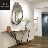 Furnitur Rumah Penjualan Laris Meja Konsol Marmer Alami Baja Tahan Karat Meja Ruang Tamu Mewah Modern