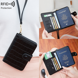 Muti Colour Luxury Travel <b>Wallet</b> Passport Holder Slim Multi-Functional <b>RFID</b> Blocking Hanging Neck <b>Wallet</b> - Product Image 1