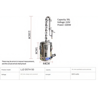 Alambic à alcool 15-98L à chauffage électrique, colonne de reflux 4 couches à cœur en cuivre 110V-380V pour brassage domestique