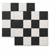 Mosaïque de marbre noir et blanc, carreaux de marbre à damier, mosaïque de marbre blanc de Carrare, carreaux de marbre noir de Chine