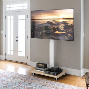 Support de télévision universel pour téléviseurs de 26 à <span class=keywords><strong>65</strong></span> <span class=keywords><strong>pouces</strong></span>, avec support réglable en hauteur, pivotant, avec étagères de rangement pour téléviseurs LCD, LED, <span class=keywords><strong>OLED</strong></span> et Smart TV - Product Image 2