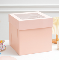 Boîtes à gâteaux en carton ondulé pliables et recyclables, classiques, blanches, carrées, en vente chaude, différentes tailles pour gâteaux de 8 à 12 pouces, fenêtres transparentes