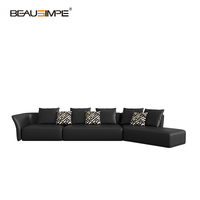 Canapé sectionnel de luxe italien Villa haut de gamme minimaliste rectangulaire trois places en tissu capitonné éponge
