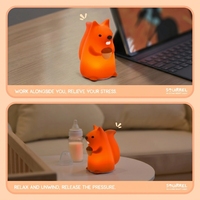 Kleines Eichhörnchen Silikon USB-Aufladbare Nachtlampe für Kinder - 7 Farben Warmweiß Schaltergesteuerte LED-Leuchte