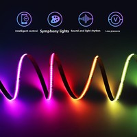 Bande LED COB WS2811 RGBIC 10 mm, 720 LED/m, 24 V, programmable, flexible, effet de poursuite magique pour rétroéclairage TV et salle de jeu