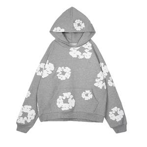 秋季钩编 ODM 连帽衫 花卉印花泡沫连帽衫 带口袋 棉质速干 男女通用 - Product Image 5