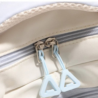 Sac à dos unisexe gris crème mignon grande capacité, fermeture éclair géométrique moelleuse, 36-56L, décontracté, pour voyage, école, adolescentes, sac Kawaii