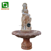Statue de femme sculptée en marbre rouge coucher de soleil, fontaine d'eau décorative de jardin extérieur, design moderne, garantie à vie, hôtel