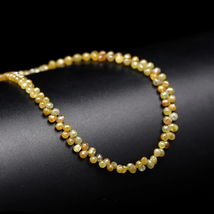 Diamante amarillo Briolette facetado lágrima cuentas hebras piedra hecha a mano para joyería hacer regalo para ella joyería personalizada - Product Image 3
