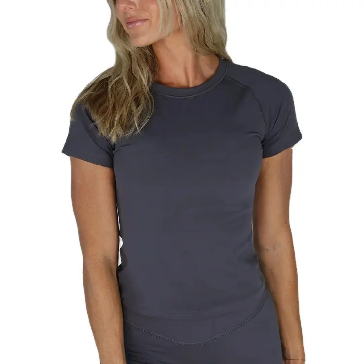T-shirt de sport pour femmes en nylon élasthanne en gros T-shirt de sport en tissu léger de haute qualité