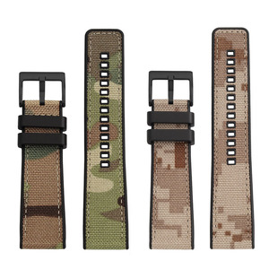 Phát hành nhanh chóng ngụy trang màu quân đội màu xanh lá cây Vải xem ban nhạc 22mm 24mm Thể Thao Vải + cao su dây đeo đồng hồ - Product Image 5