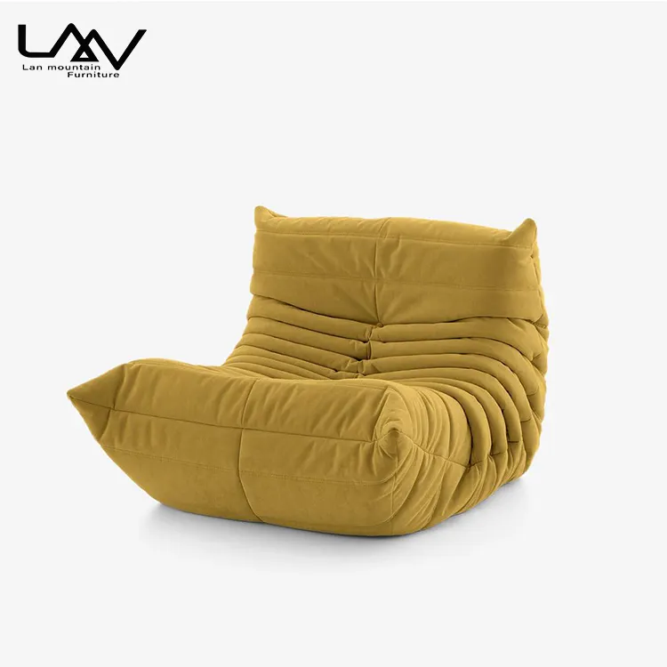 Modern design yellow fabric lazy lounge sofa chair for living room sofa sets corner fabric sofa