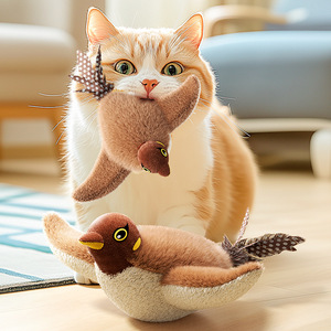 Smart elettrico ricaricabile con tocco di peluche attivato passero cinguettio Tweet movimento interattivo per animali domestici ali che sbattono uccello giocattolo per gatti - Product Image 1