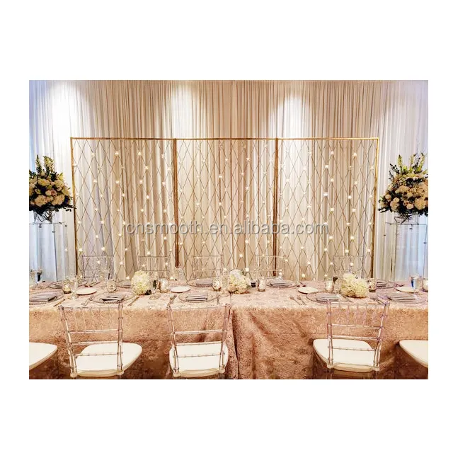 Newest Design Exquisite Wedding Metal Stainless Steel Cross Backdrop Candle Holder Wall Gloss Gold Wedding Backdrop