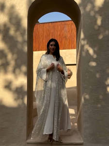 Conjunto <span class=keywords><strong>de</strong></span> Abaya <span class=keywords><strong>de</strong></span> 2 Piezas Loriya, Elegante Vestido Interior y Túnica Exterior <span class=keywords><strong>de</strong></span> Malla con Lentejuelas <span class=keywords><strong>de</strong></span> Poliéster para Mujeres Musulmanas, Estilo Dubai, Modesto, Islámico, Otoño - Product Image 4