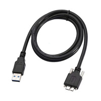 Kabel Data USB 3.0 Tipe-A Micro-B Berlapis Ganda dengan Selubung Kepang Tembaga dan Pengunci Sekrup untuk Kamera Industri dan Hard Drive Portabel