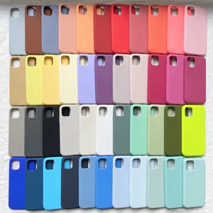 Capa de silicone líquido para celular, capinha de luxo à prova de choque simples de cor sólida para iphone 13 14 pro max