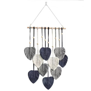 Arazzo da Parete in Macramè Fatto a Mano, Decorazione Boho con Foglie Intrecciate e Nappine per Soggiorno, Regalo Fai-da-Te - Product Image 6