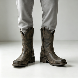 Bottes Western mi-mollet pour <span class=keywords><strong>homme</strong></span>, bout carré, imperméables, <span class=keywords><strong>semelle</strong></span> en caoutchouc antidérapante, pour l'équitation, le ranch, le travail, les concerts, les mariages - Product Image 2