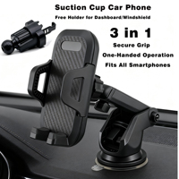 Support de téléphone de voiture réglable 3-en-1 avec bras télescopique, fixation pour grille d'aération et tableau de bord, support universel rotatif à 360° pour smartphone