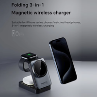 Livraison rapide Chargeur sans fil magnétique pliable 3-en-1 15W Type-C Station de charge rapide Téléphone portable Montre intelligente Écouteurs