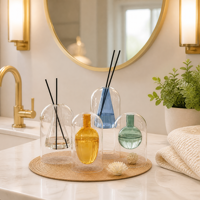 Bouteilles diffuseurs en verre ODIS de luxe 130 ml, vides, rechargeables, à double paroi, en borosilicate de haute qualité, sans alcool, avec logo personnalisé gravé