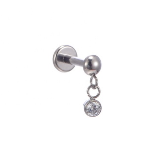 Piercing de Titanio ASTM F136 Fuxuan con Rosca Interna para Labret y <span class=keywords><strong>Tragus</strong></span>, con Cadena Colgante, Piercing Corporal de Titanio - Product Image 5
