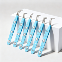 Pince à épiler professionnelle à pointe en fibre pour extensions de cils, personnalisable OEM, marque privée, pour volume et pose de cils