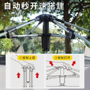 Hexagonal Camping <b>Tent</b> 280x280x155cm Single Layer Waterproof Outdoor Use For 3-4 Persons With Mosquito Net And Sun Protection - Product Image 4